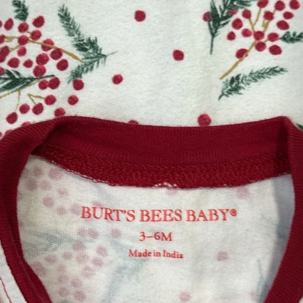 Burt’s Bees Baby floral Holly Christmas jumpsuit girls 3-6 months holiday party